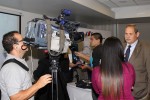 Sharks MOS2 - Luis Felipe Arauz, Minister of Agriculture, Costa Rica being intervieced by journalists © IISD