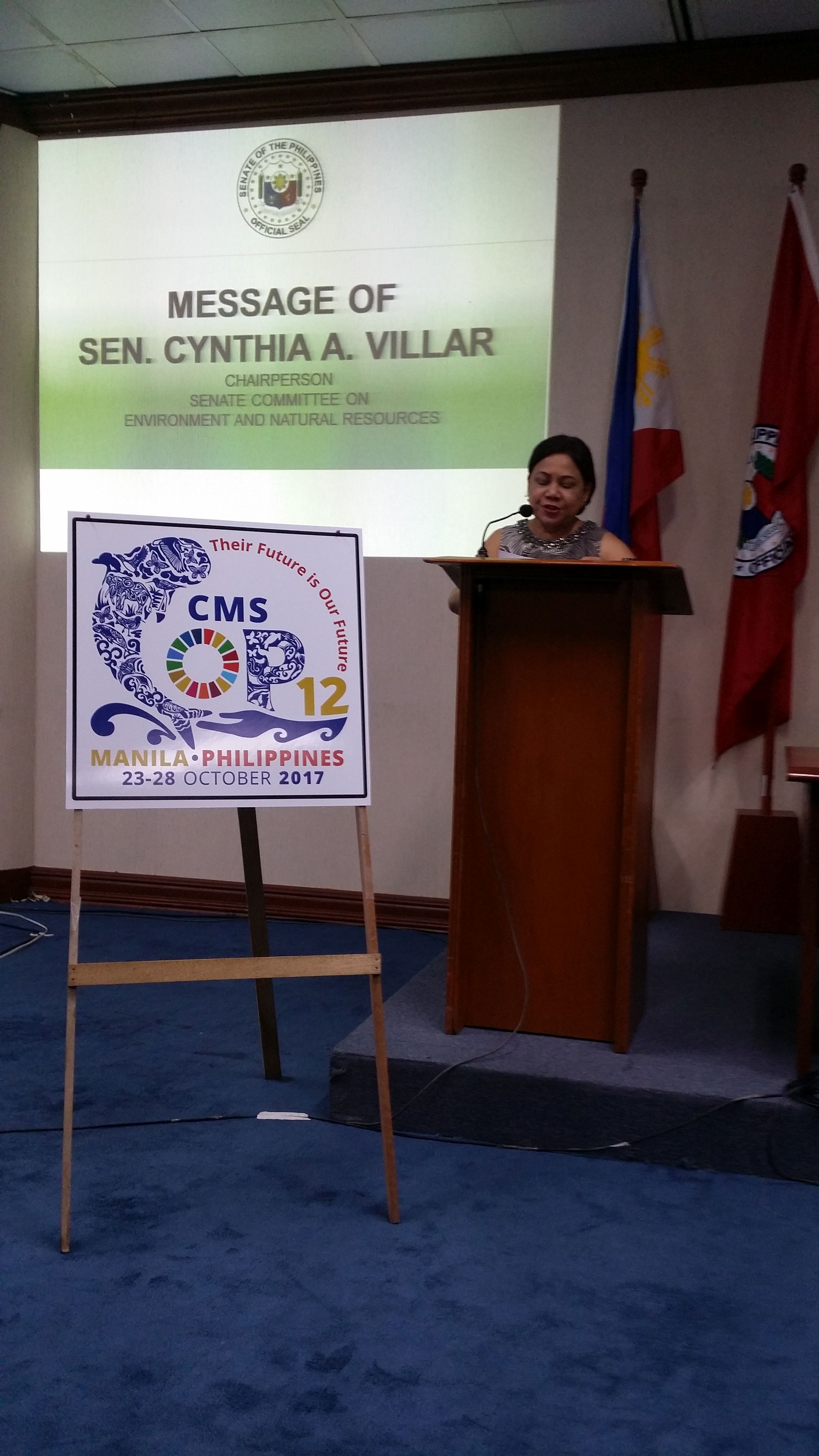Senator Cynthia A. Villar, Chairperson of the Senate Committee on Environment and Natural Resources © Tine L-Roncari, UNEP/CMS Secretariat