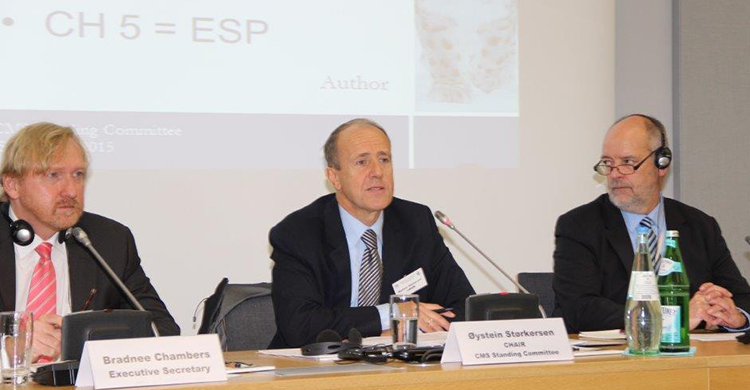 CMS Executive Secretary Bradnee Chambers, Chair Øystein Størkersen, Dep. Executive Secretary Bert Lenten (L-R) 