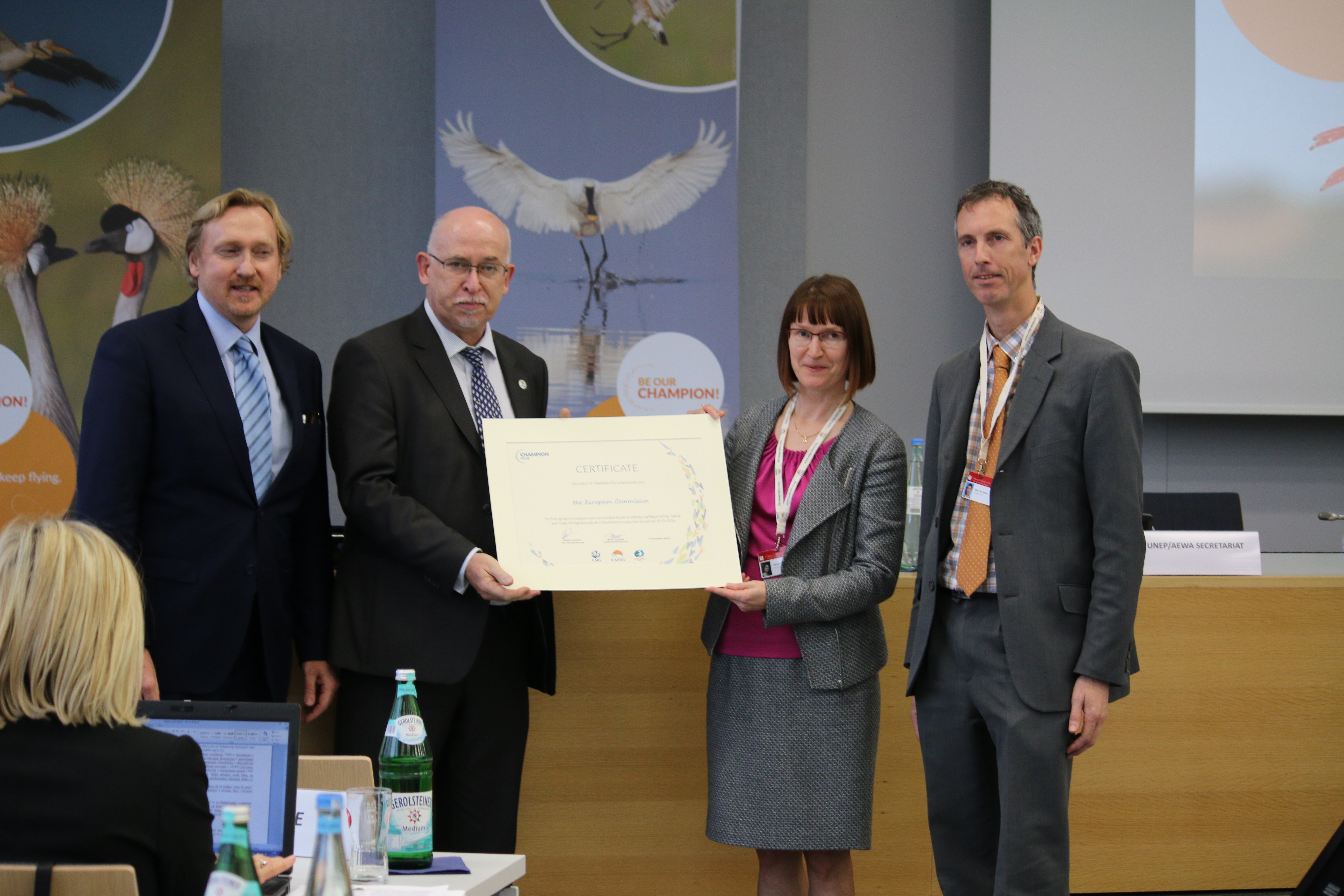 The European Commission being awarded Migratory Species Champions © IISD