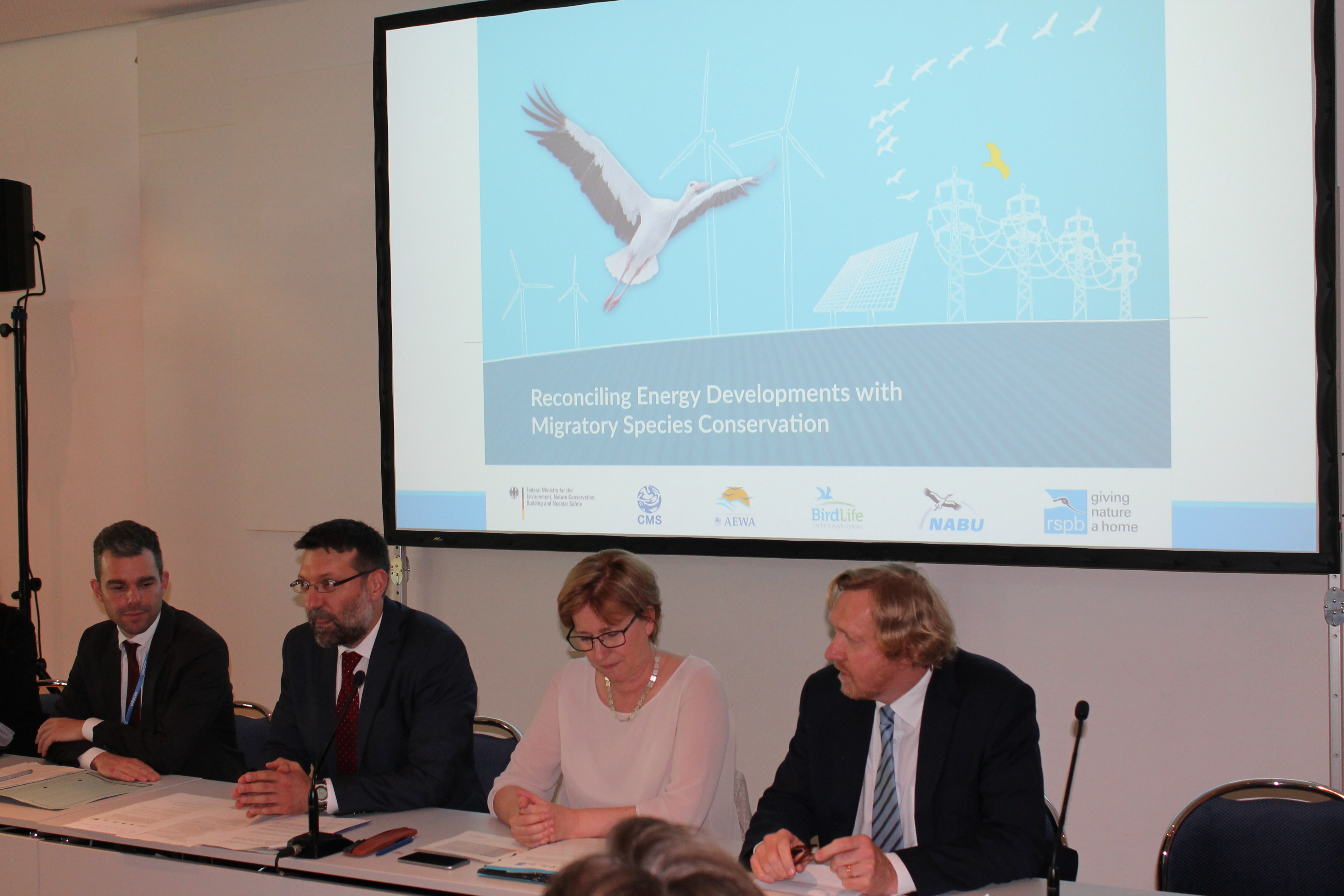 Panel members at Side Event "Reconciling Energy Developments with Migratory Species Conservation"