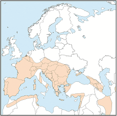 Distribution map of Myotis emarginatus