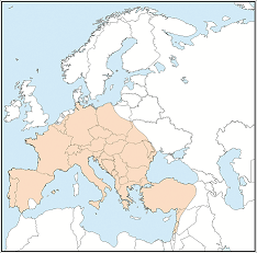 Distribution map of Myotis myotis