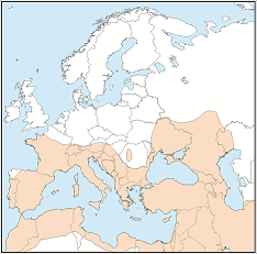 Distribution map of Pipistrellus kuhlii