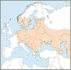 Distribution map of Vespertilio murinus